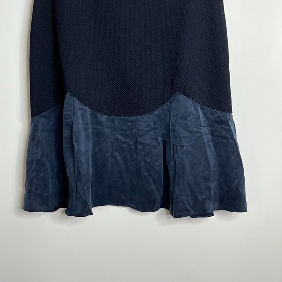 Rebecca Taylor Stacy Sleeveless Stretch‎ Piqueu and Satin Navy Dress Size 8 - Picture 3 of 9